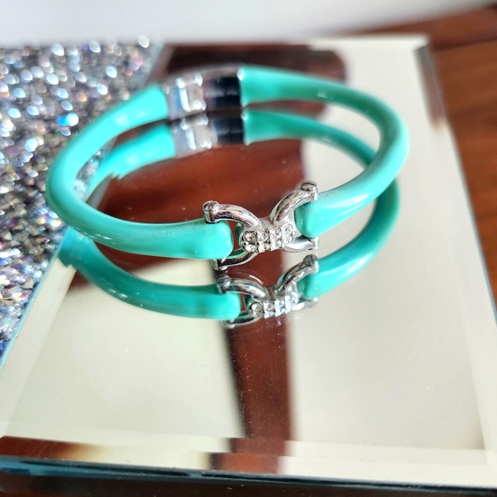 Fossil hinge bangle bracelet aqua